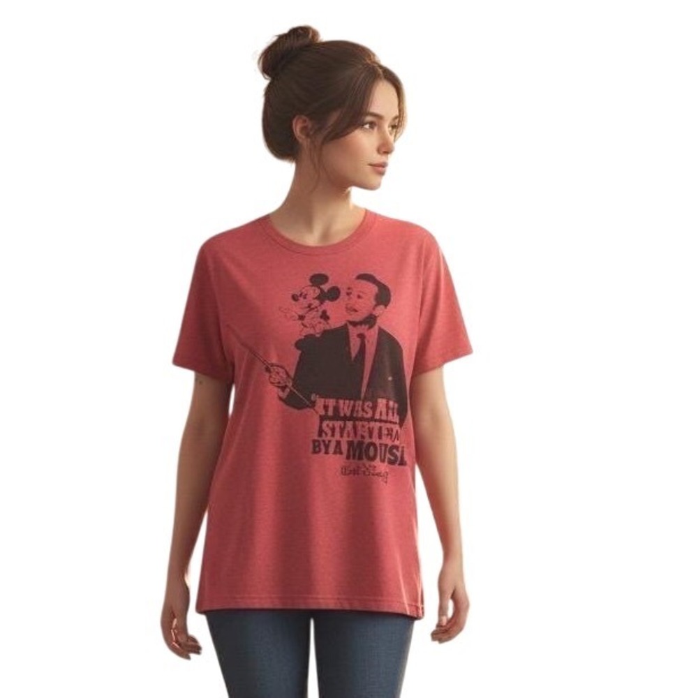VTG Disney Parks Graphic T-shirt‎ S Small Walt Disney Mickey Mouse Red 1998-2007